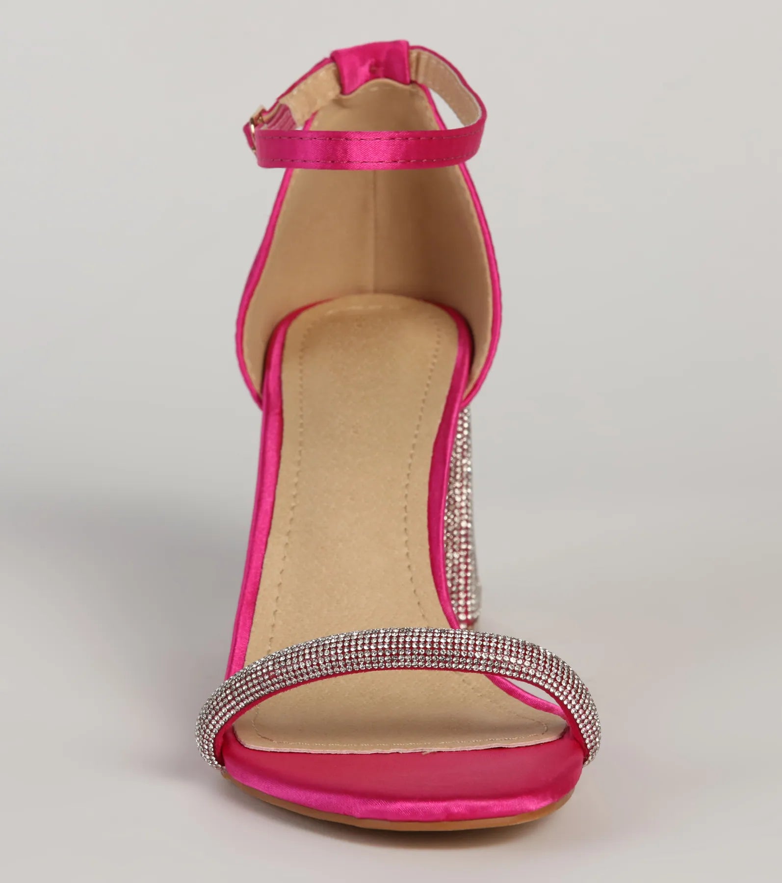 Eye-Catching Flair Rhinestone Satin Block Heels - Image 3