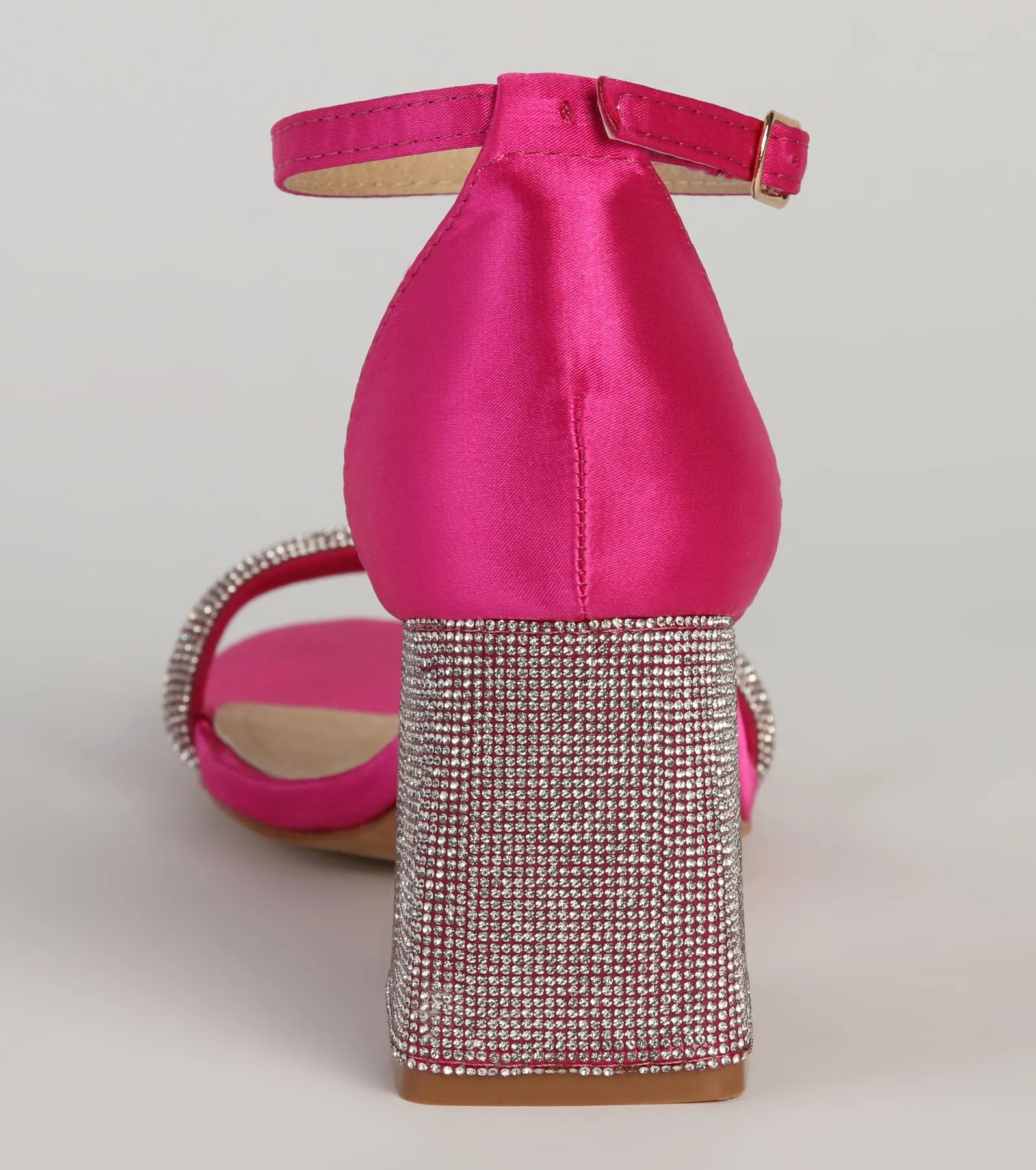 Eye-Catching Flair Rhinestone Satin Block Heels - Image 4