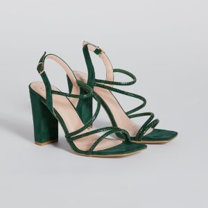 Hollywood Glamour Rhinestone Strappy Block Heels