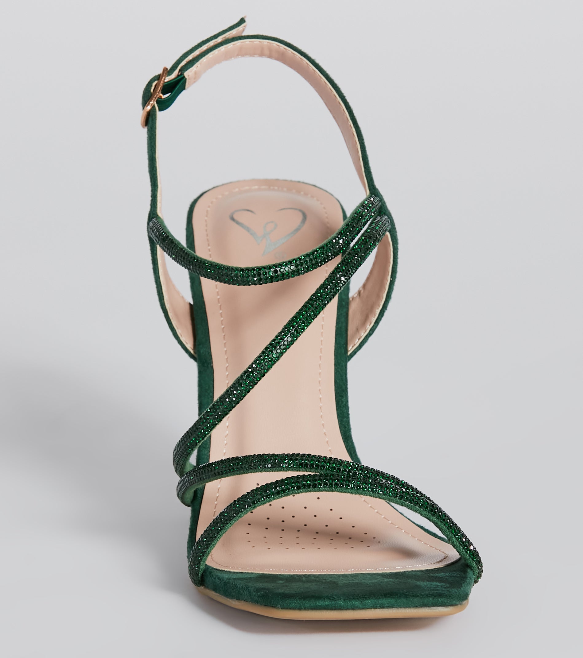 Hollywood Glamour Rhinestone Strappy Block Heels - Image 3