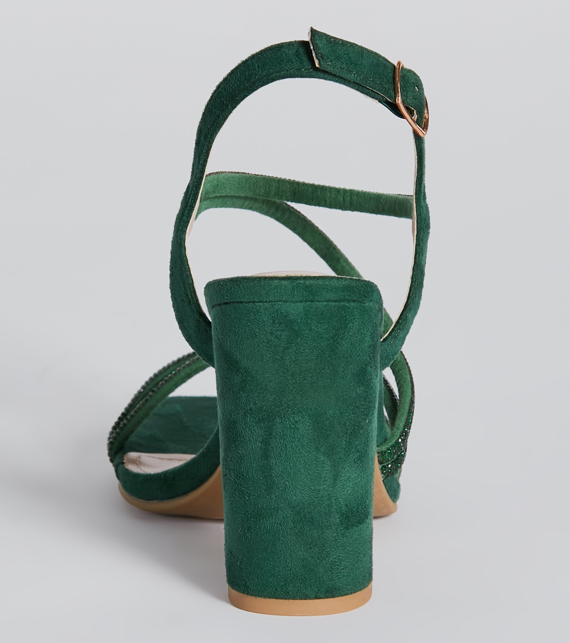 Hollywood Glamour Rhinestone Strappy Block Heels - Image 4