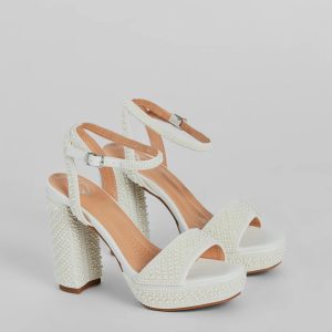 Elite Glam Faux Pearl Platform Block Heels