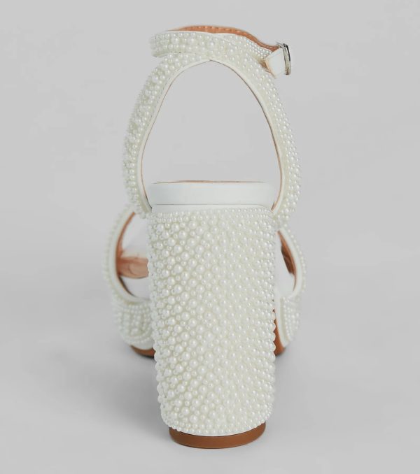 Elite Glam Faux Pearl Platform Block Heels - Image 4