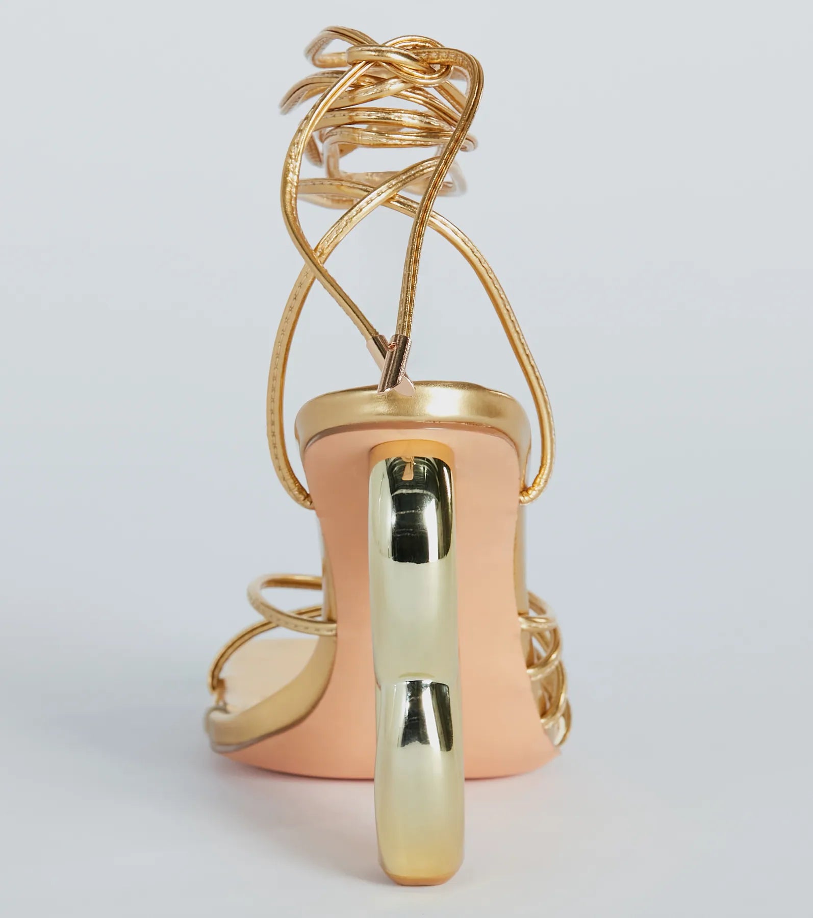 So Major Lace-Up Metallic Chain-Link Heels - Image 4