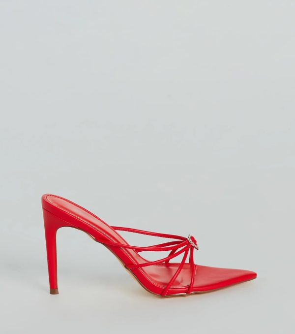 Heart And Soul Strappy Rhinestone Stiletto Mules - Image 2