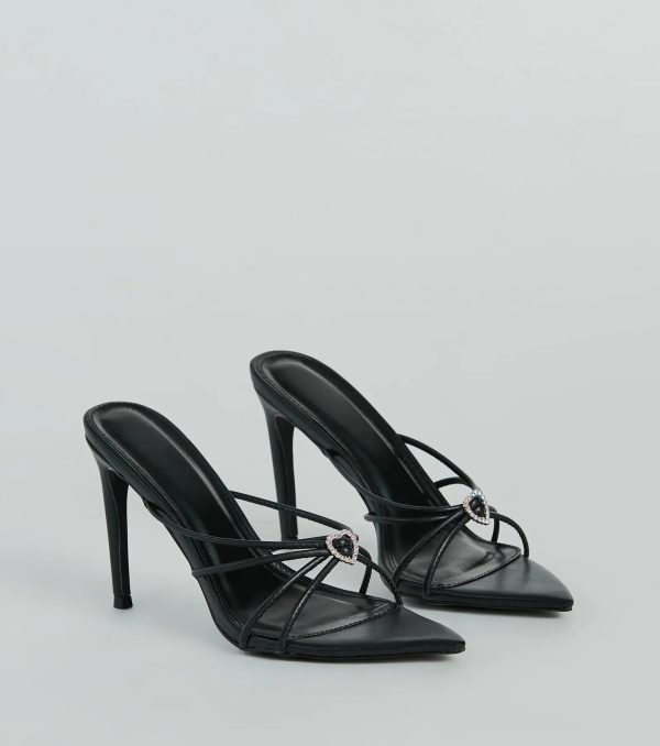 Heart And Soul Strappy Rhinestone Stiletto Mules - Image 5