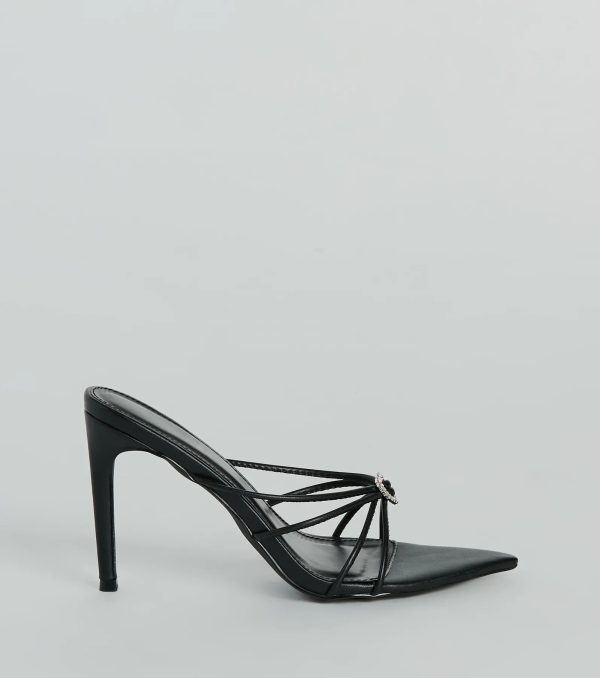 Heart And Soul Strappy Rhinestone Stiletto Mules - Image 6