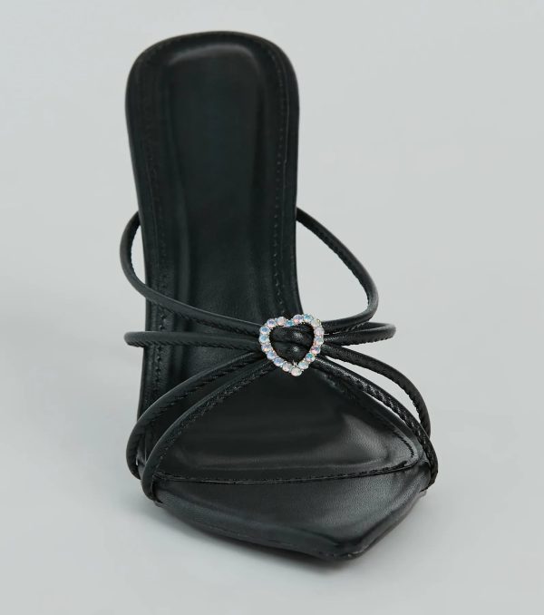 Heart And Soul Strappy Rhinestone Stiletto Mules - Image 7