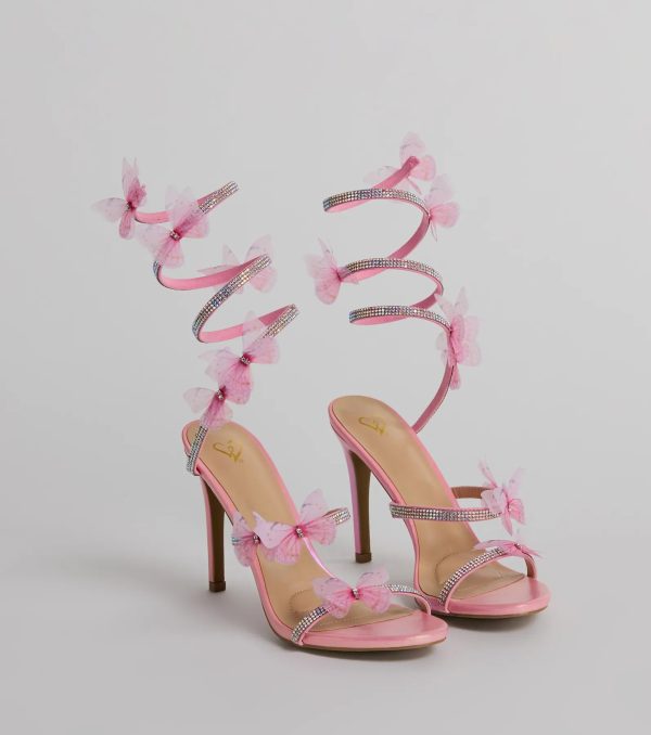 Mythical Babe Butterfly Rhinestone Spiral Stiletto Heels - Image 9