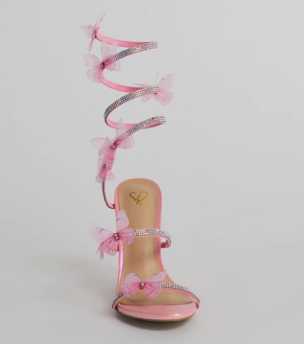 Mythical Babe Butterfly Rhinestone Spiral Stiletto Heels - Image 11