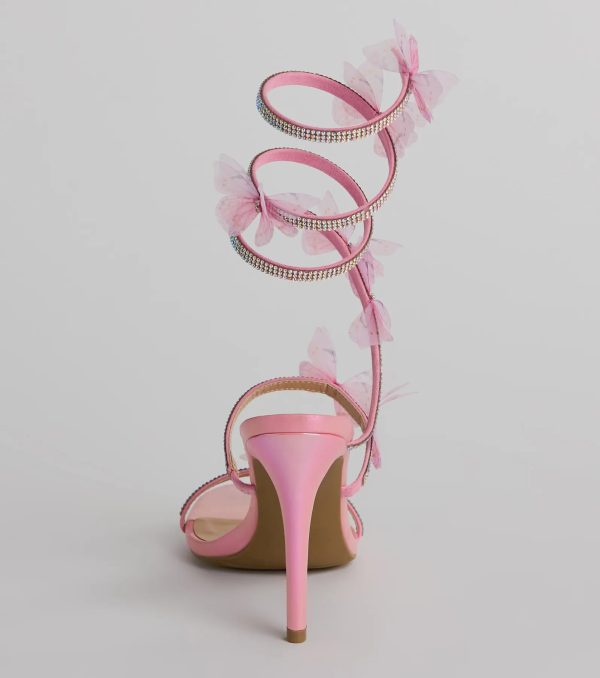 Mythical Babe Butterfly Rhinestone Spiral Stiletto Heels - Image 12