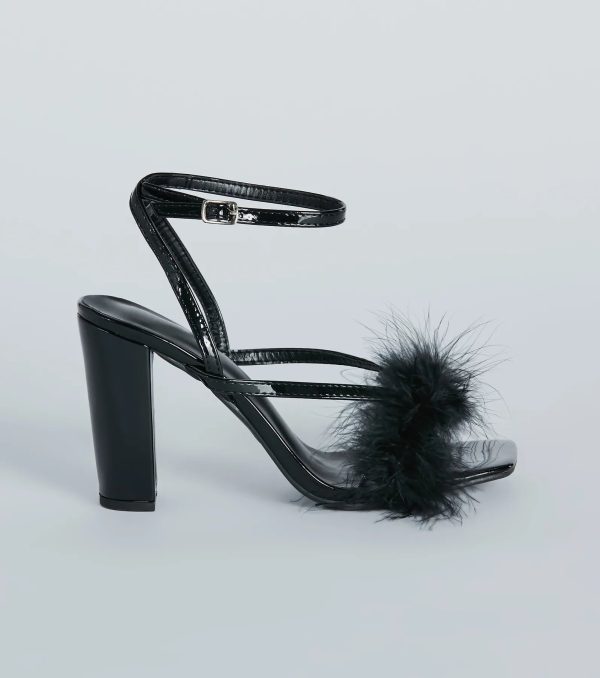Fabulous Strut Marabou Strappy Block Heels - Image 2