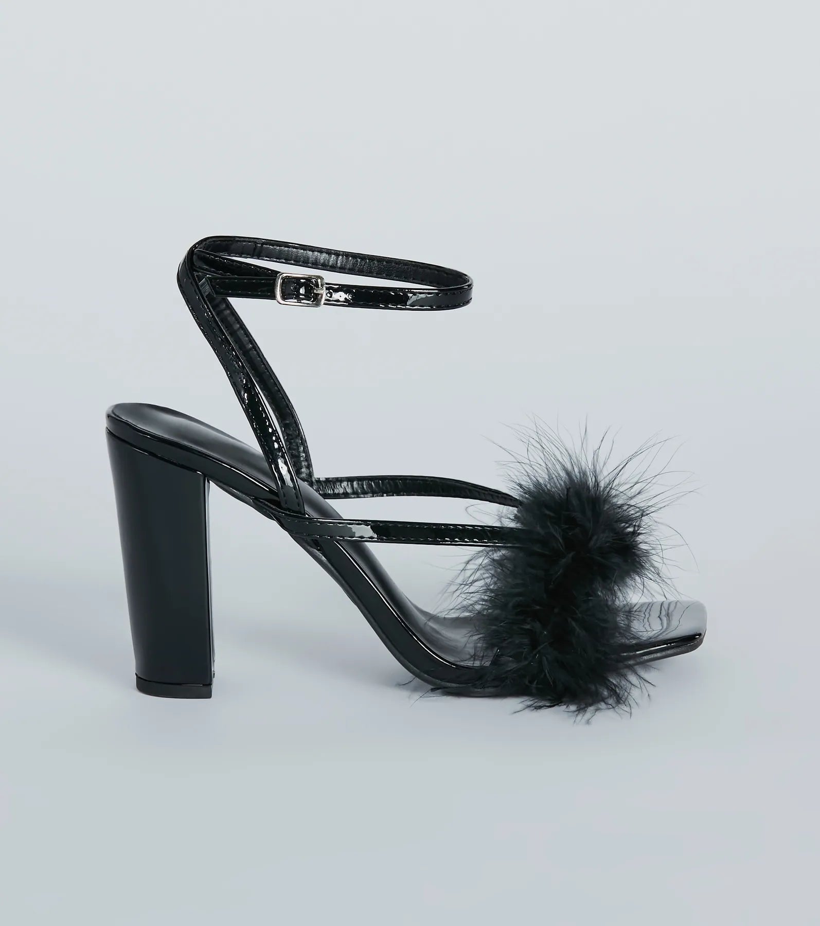 Fabulous Strut Marabou Strappy Block Heels - Image 2