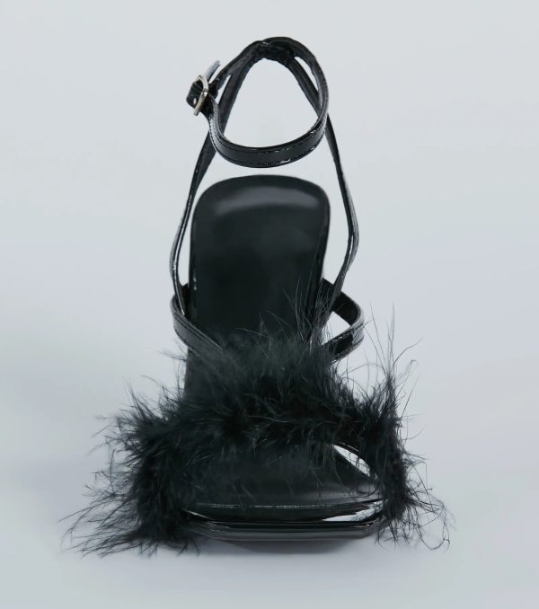 Fabulous Strut Marabou Strappy Block Heels - Image 3