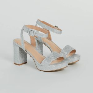 Dressed To Dazzle Glitter Mesh Platform Block Heels