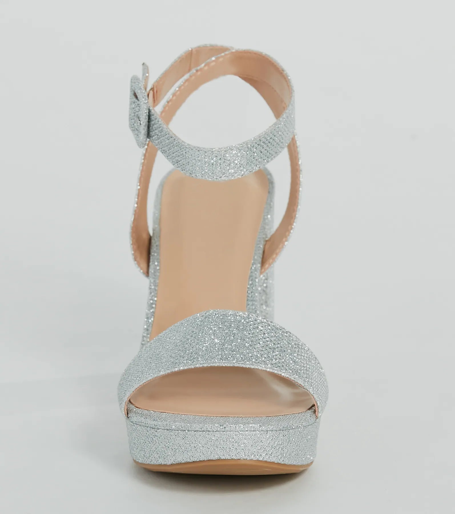 Dressed To Dazzle Glitter Mesh Platform Block Heels - Image 3