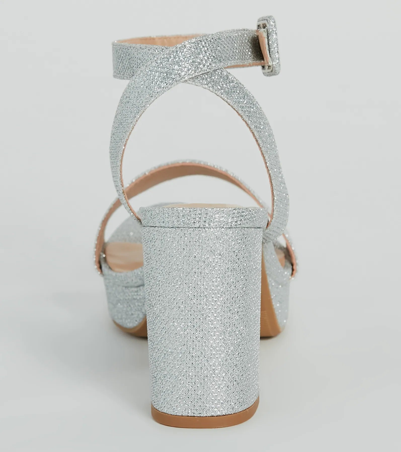 Dressed To Dazzle Glitter Mesh Platform Block Heels - Image 4