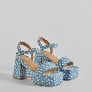 Darling Daisy Platform Denim Block Heels