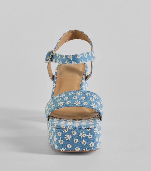 Darling Daisy Platform Denim Block Heels - Image 3