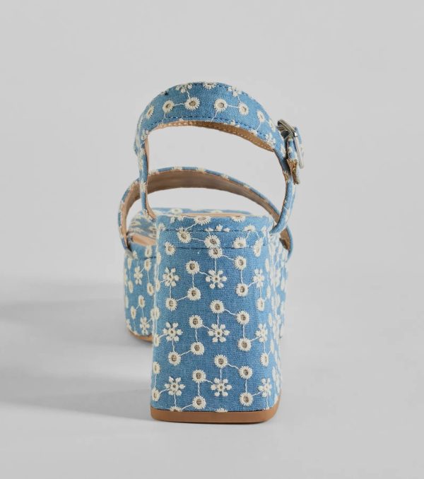Darling Daisy Platform Denim Block Heels - Image 4