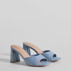 Denim Diva Square Toe Block Heels