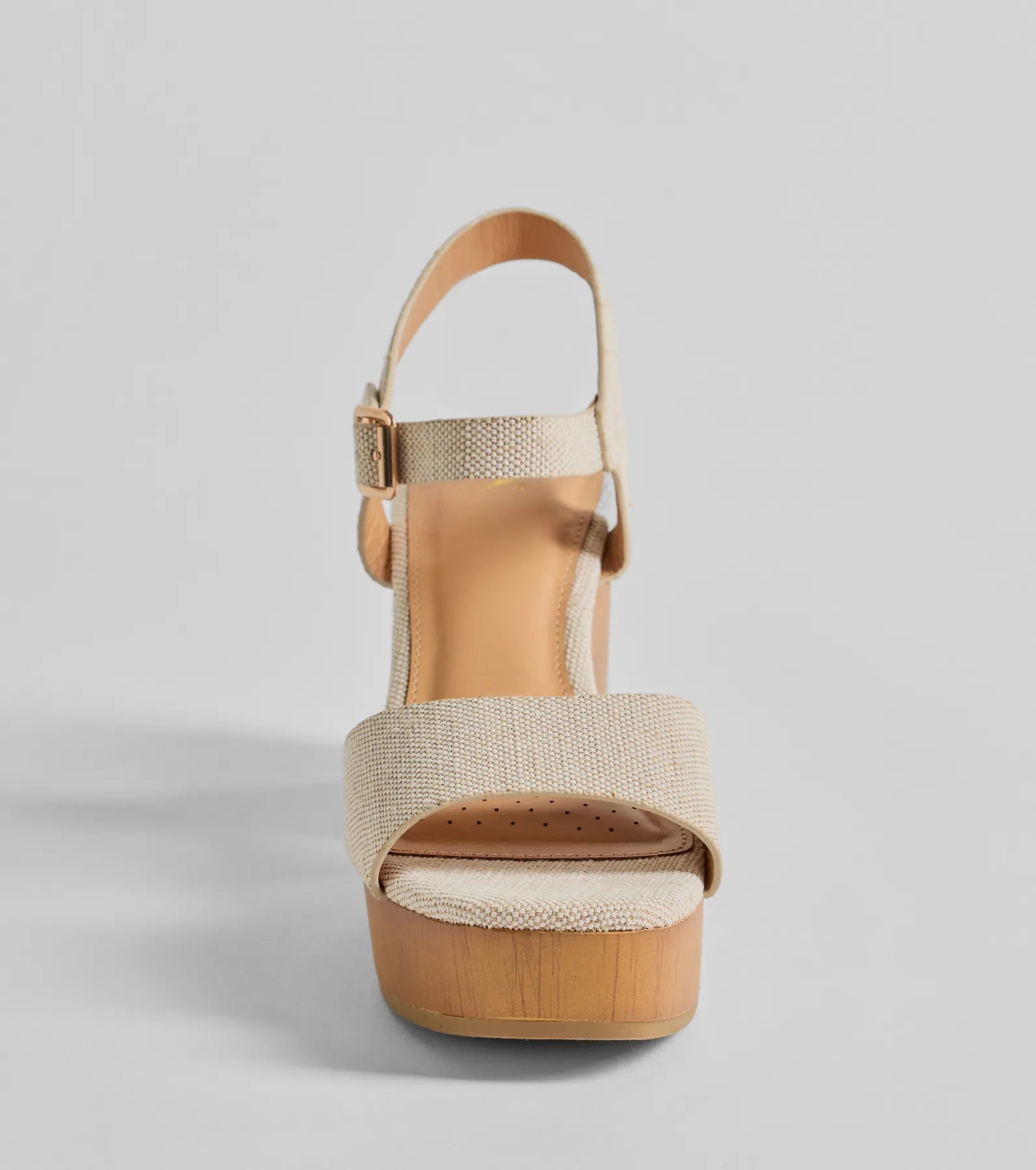 Step Into Summer Linen Wooden Platform Heels - Image 3