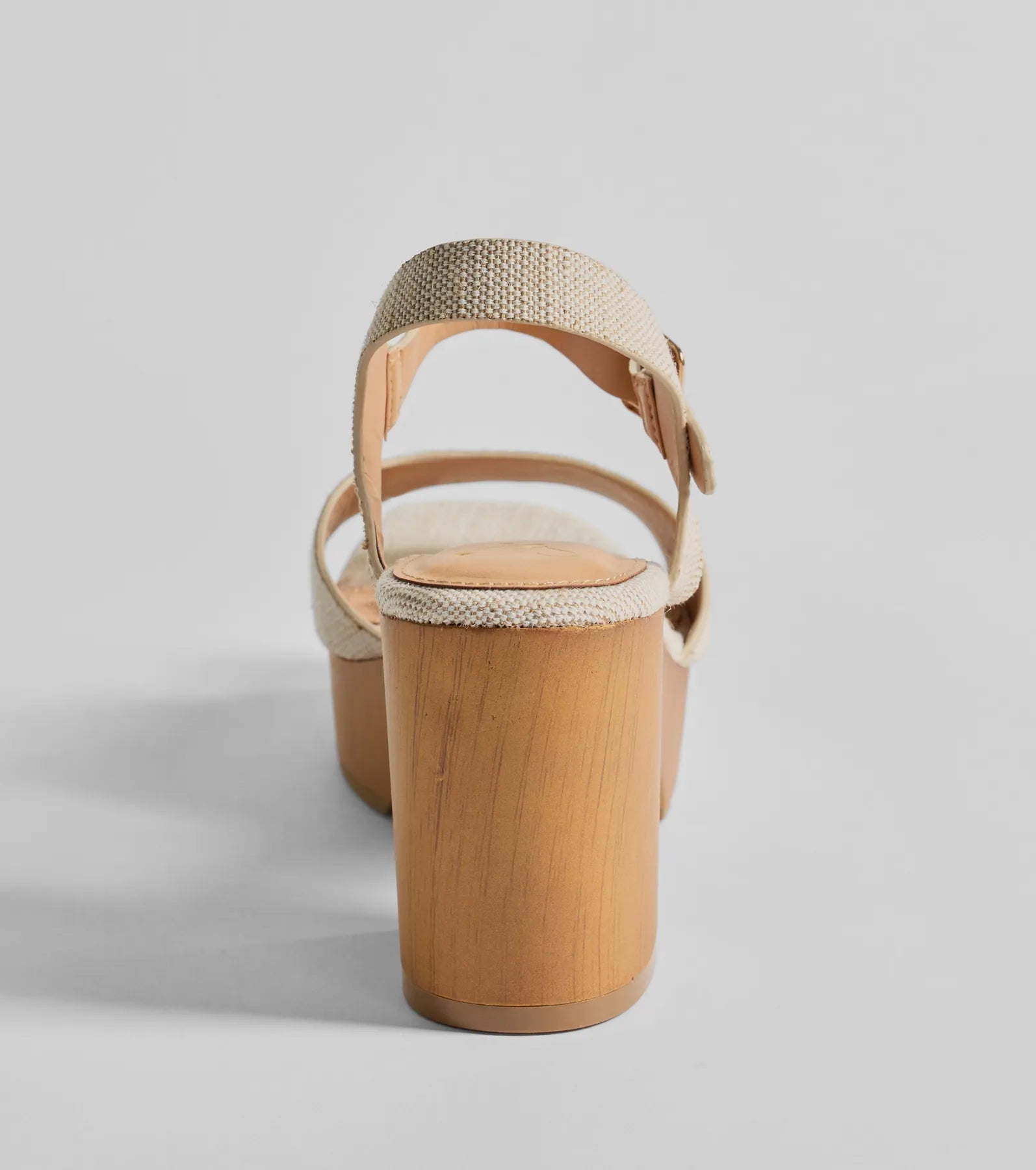 Step Into Summer Linen Wooden Platform Heels - Image 4