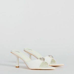 Heart Stopper Rhinestone Faux Leather Stiletto Heels