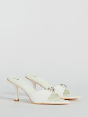 Heart Stopper Rhinestone Faux Leather Stiletto Heels