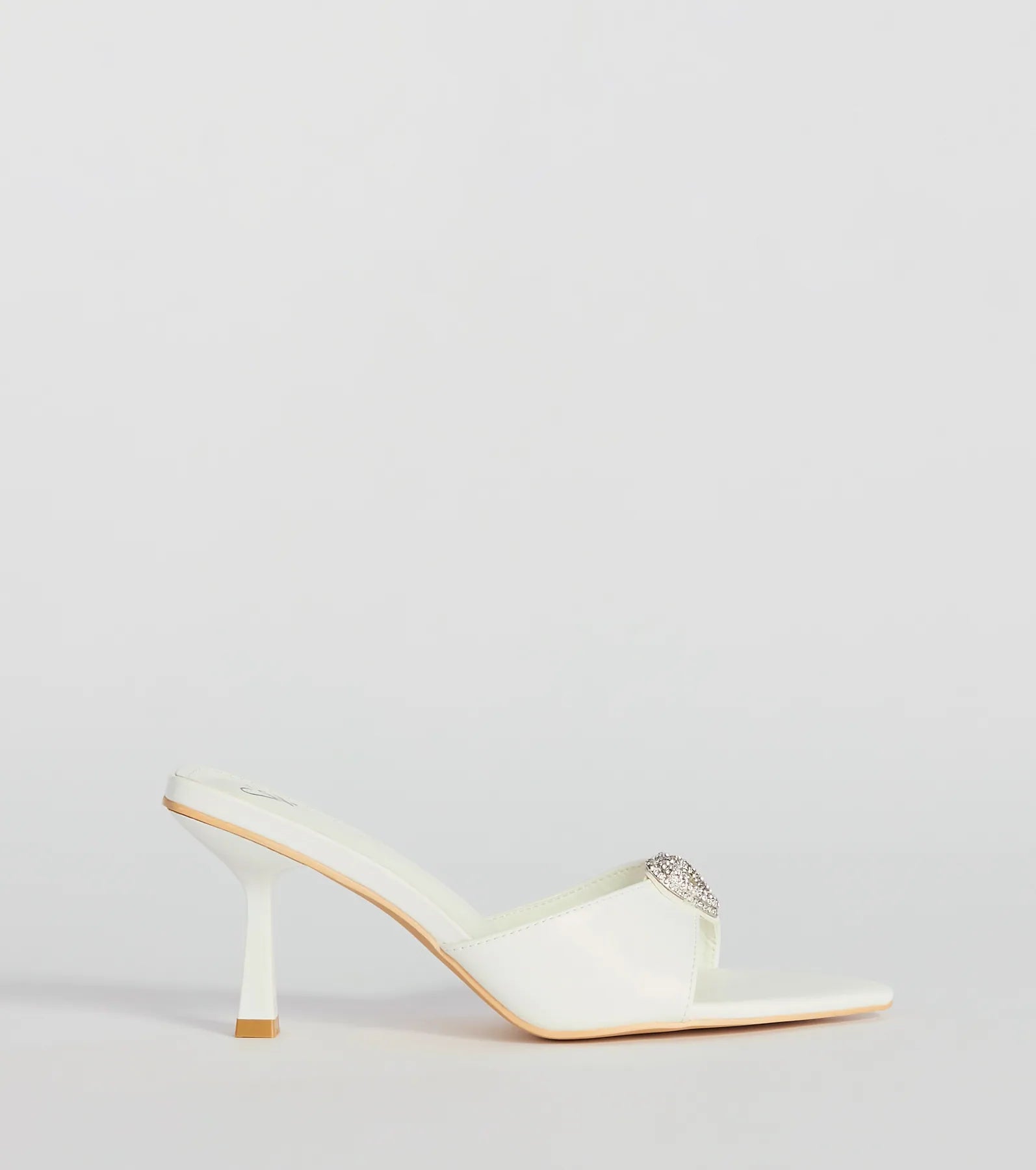 Heart Stopper Rhinestone Faux Leather Stiletto Heels - Image 2