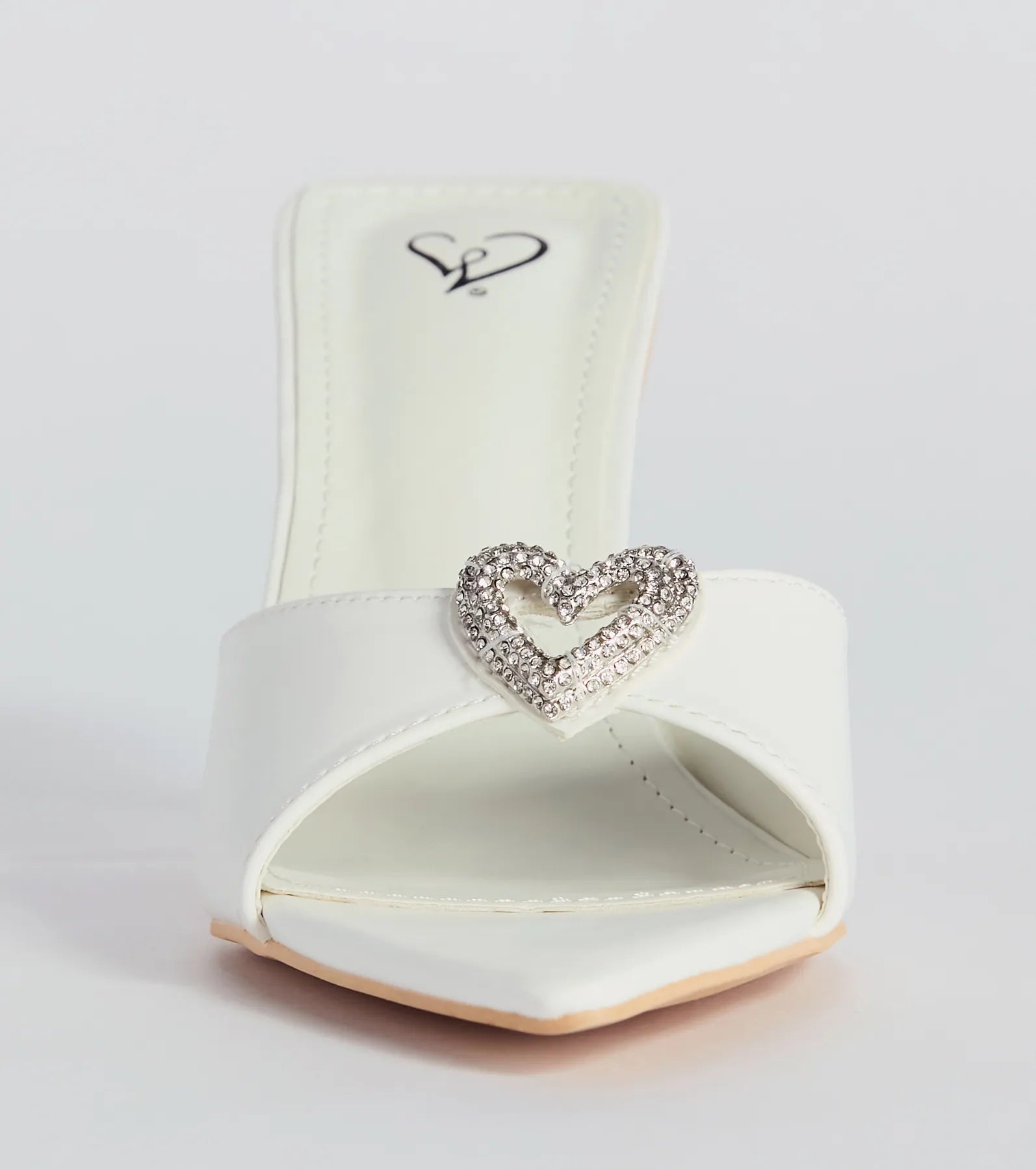 Heart Stopper Rhinestone Faux Leather Stiletto Heels - Image 3