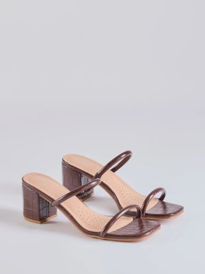 City Strolls Strappy Faux Leather Block Heels