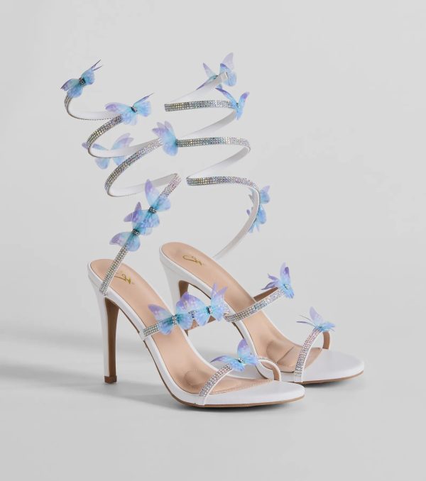 Mythical Babe Butterfly Rhinestone Spiral Stiletto Heels - Image 5