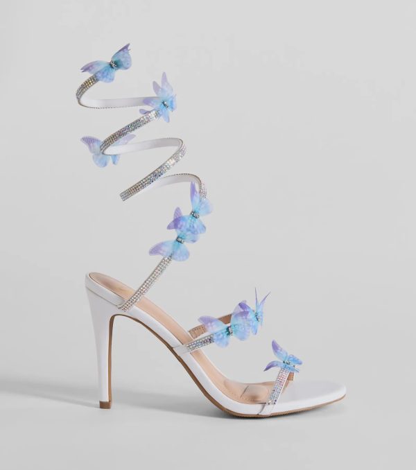 Mythical Babe Butterfly Rhinestone Spiral Stiletto Heels - Image 7