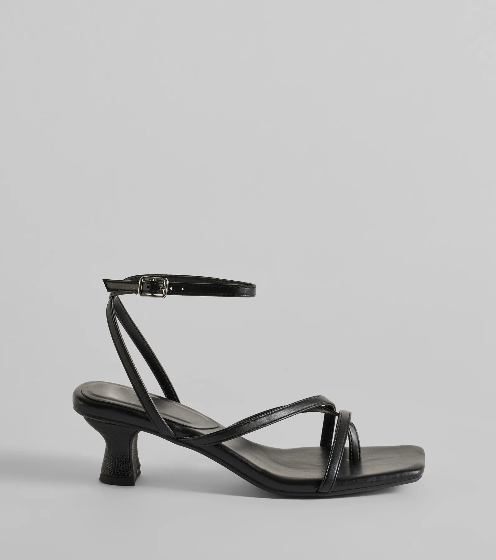 Chic Moves Strappy Snake Print Kitten Heels - Image 2
