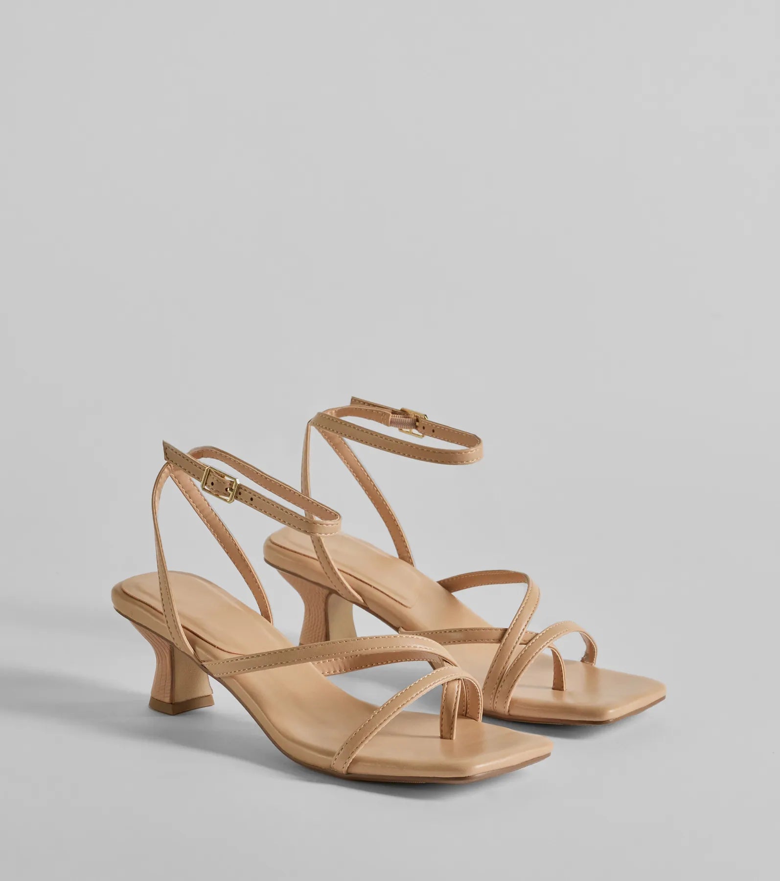 Chic Moves Strappy Snake Print Kitten Heels - Image 5