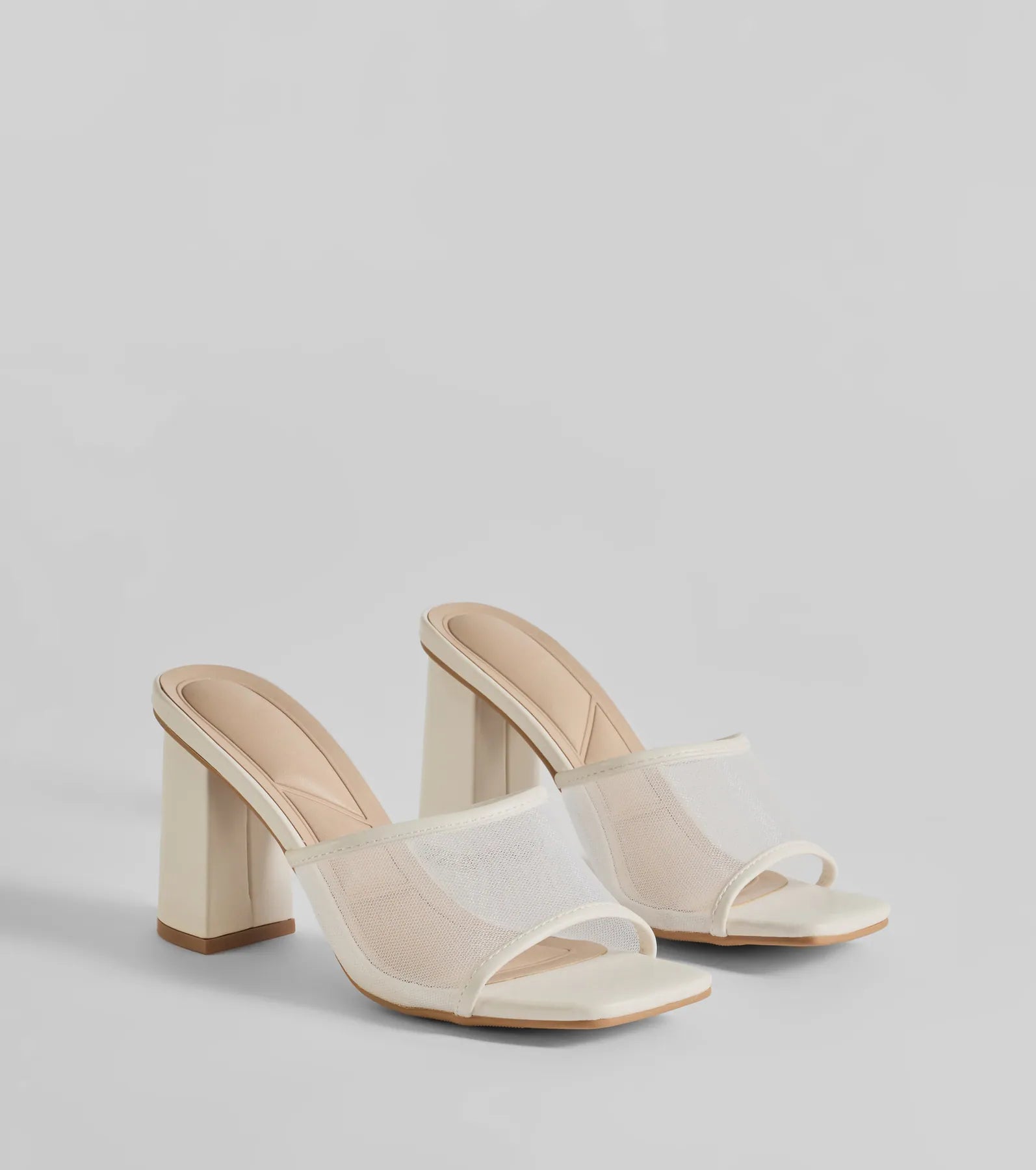 Desk To Dates Mesh Faux Leather Block Heels - Image 5