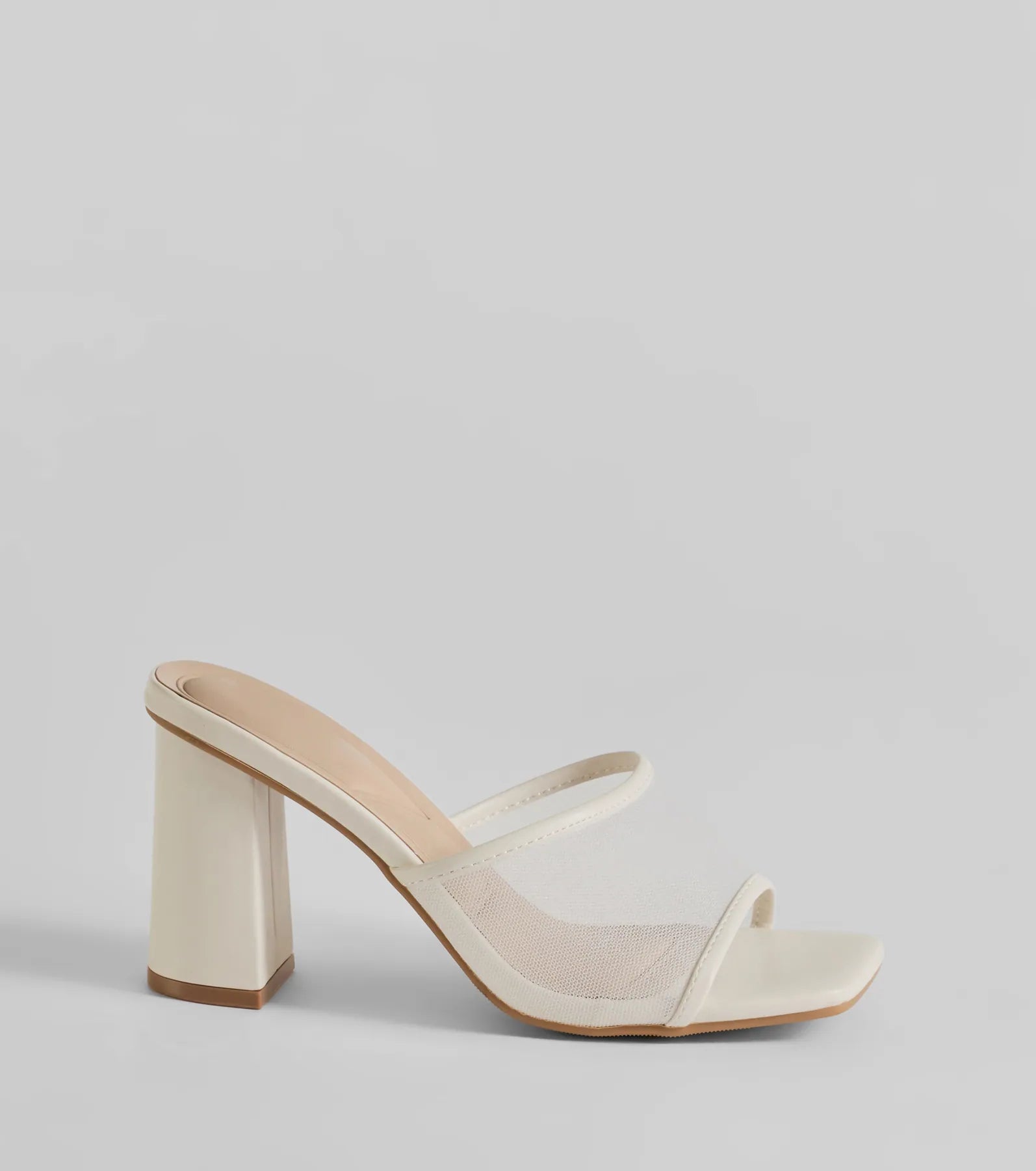 Desk To Dates Mesh Faux Leather Block Heels - Image 6