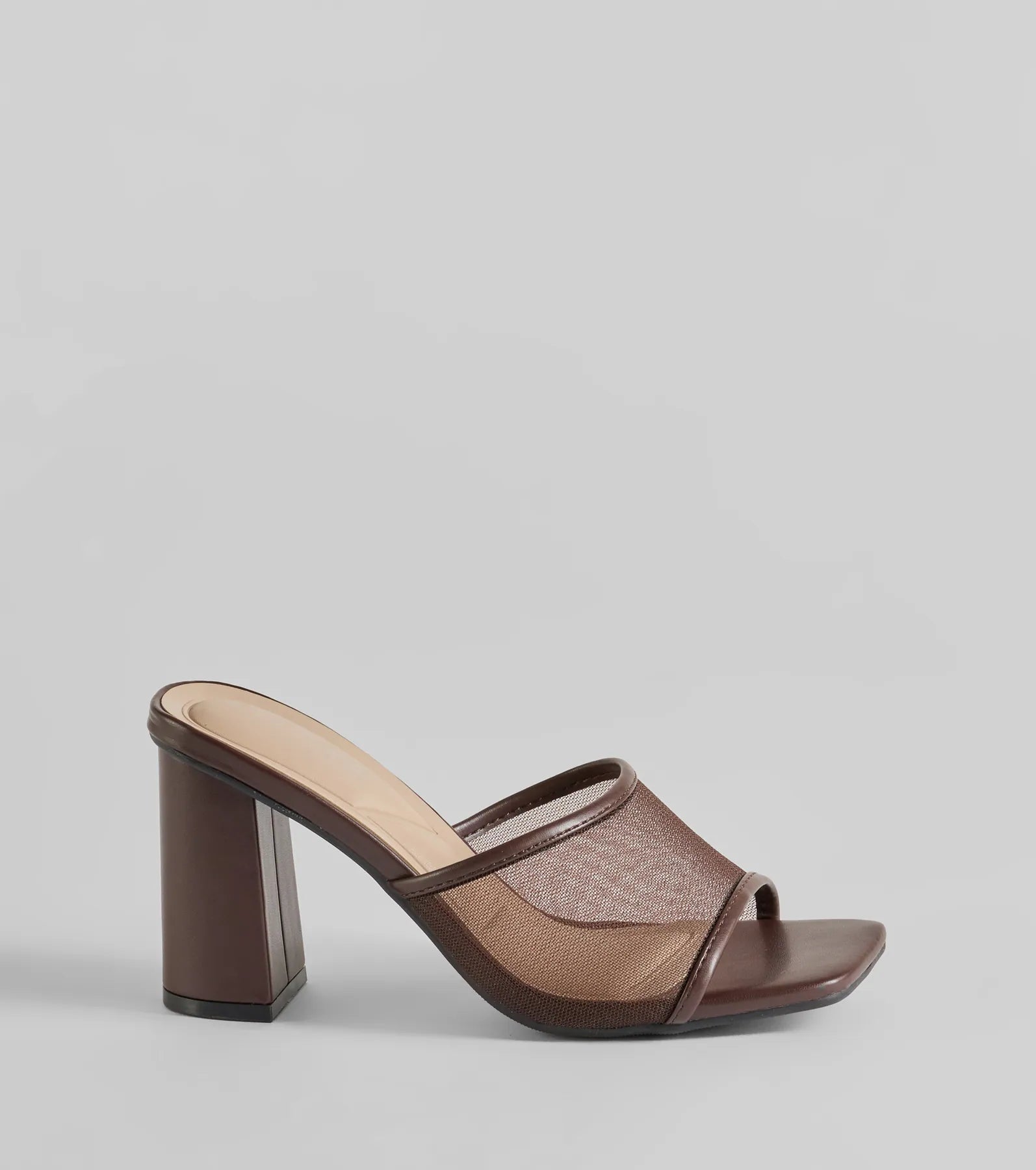 Desk To Dates Mesh Faux Leather Block Heels - Image 2