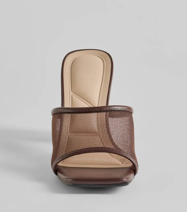 Desk To Dates Mesh Faux Leather Block Heels - Image 3