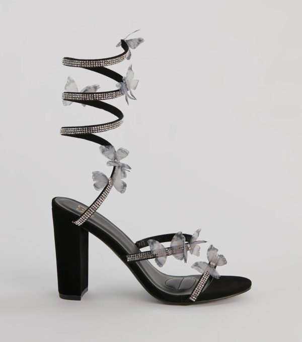 Mythical Babe Butterfly Rhinestone Spiral Stiletto Heels - Image 2