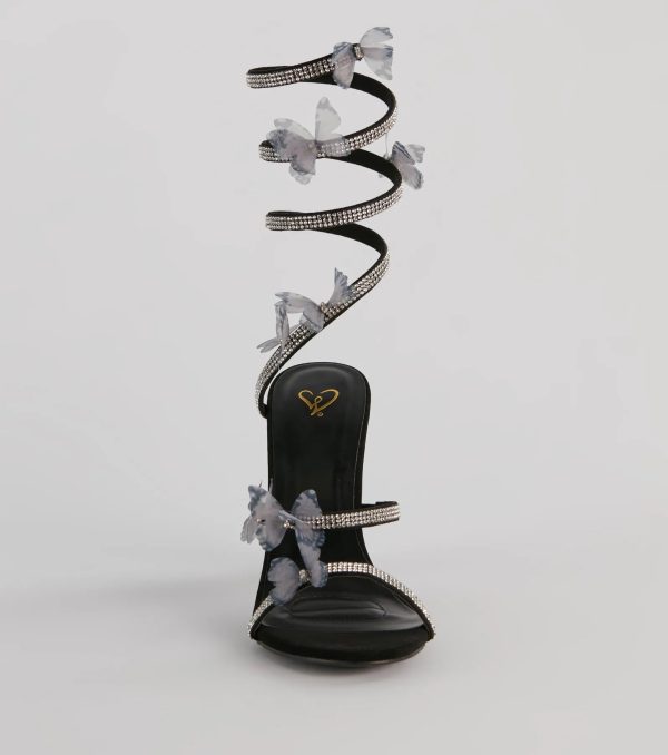 Mythical Babe Butterfly Rhinestone Spiral Stiletto Heels - Image 3