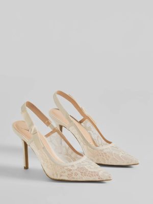 Sweet Cuties Lace Slingback Stiletto Pumps