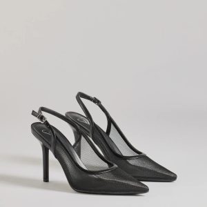 Chic Sheer Mesh Sling-Back Stiletto Pumps