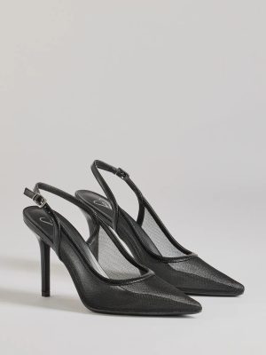 Chic Sheer Mesh Sling-Back Stiletto Pumps
