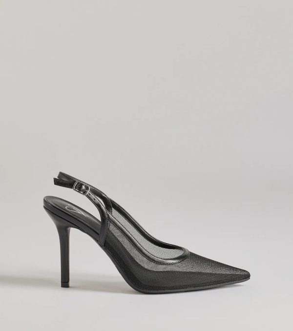 Chic Sheer Mesh Sling-Back Stiletto Pumps - Image 2