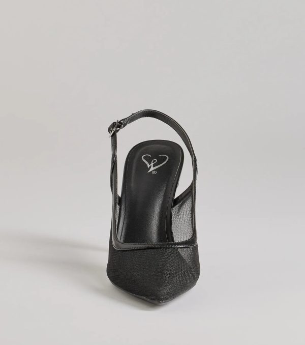 Chic Sheer Mesh Sling-Back Stiletto Pumps - Image 3