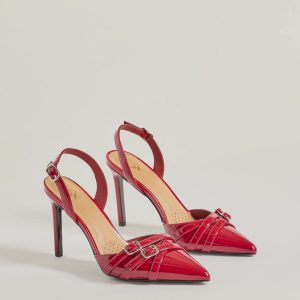 Sleek Buckle Strap Sling-Back Stiletto Pumps