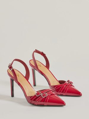 Sleek Buckle Strap Sling-Back Stiletto Pumps