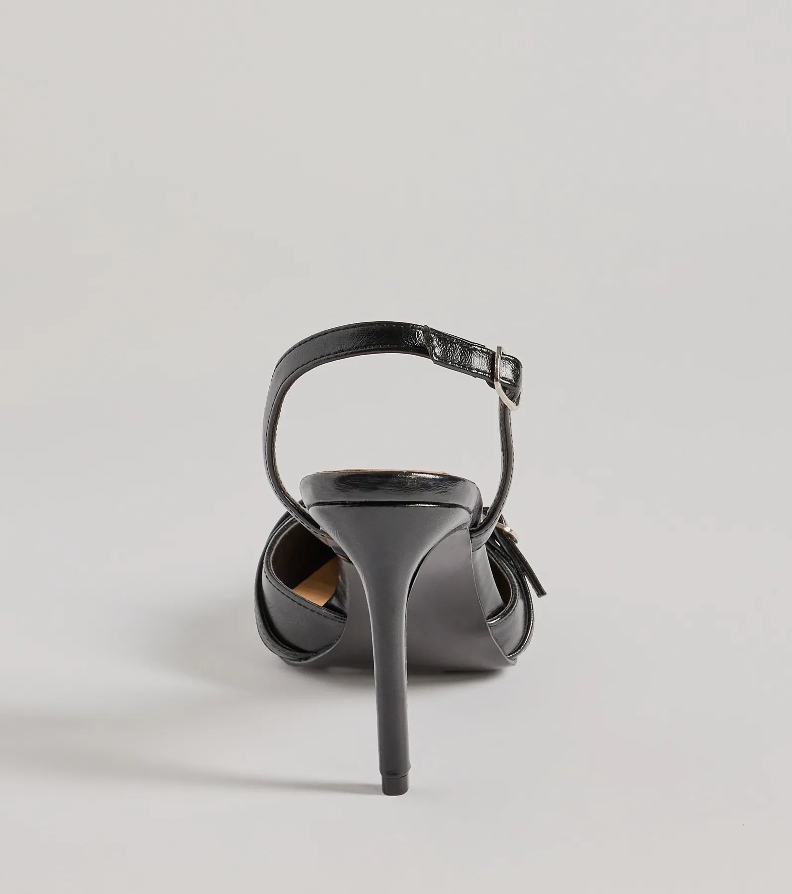 Sleek Buckle Strap Sling-Back Stiletto Pumps - Image 9